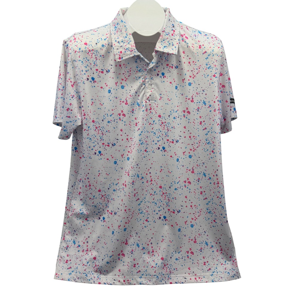 SHANKITGOLF Men's Large Splatter Print Polo Shirt Short Sleeve Golf Athletic
